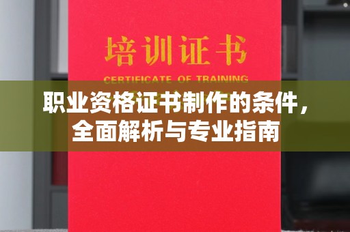 金普新区职业资格证书制作的条件，全面解析与专业指南